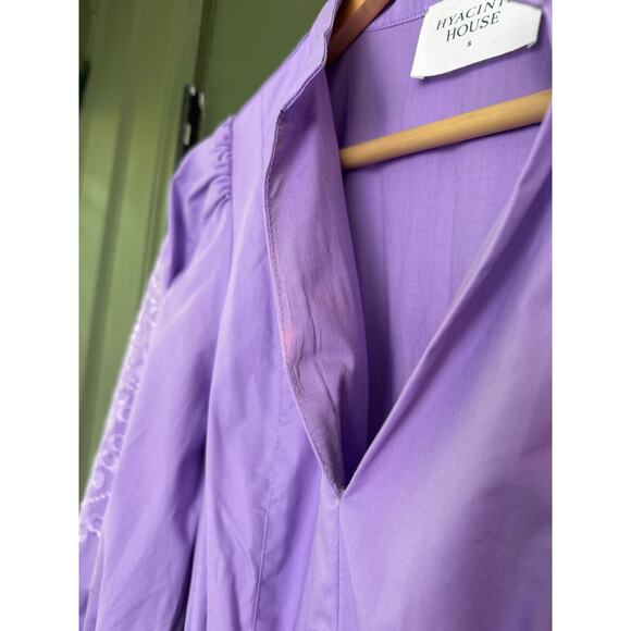 NWT Hyacinth House Lavender Embroidery Dowling Midi Spring Dress Purple Small - Picture 8 of 13